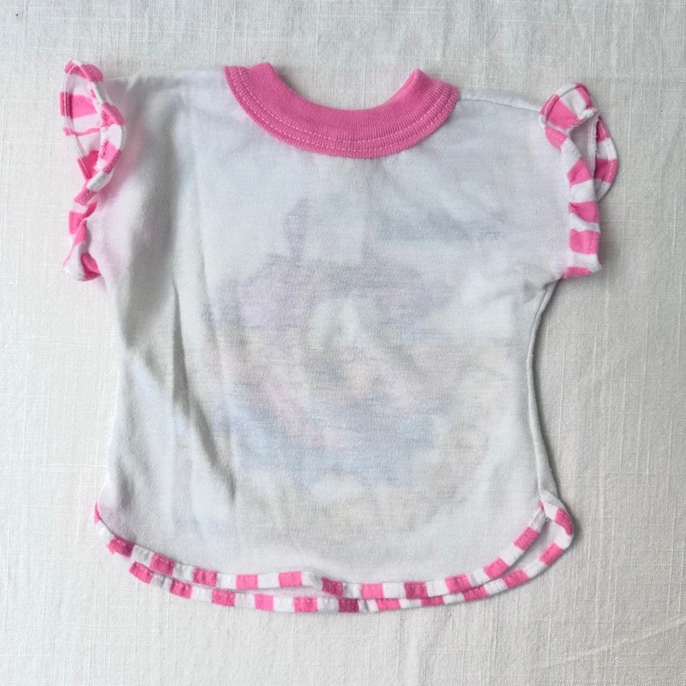 Vintage 80s Garfield Doll Shirt Bates-Jama Pink Ruffle Jester Toy Clothes 70s